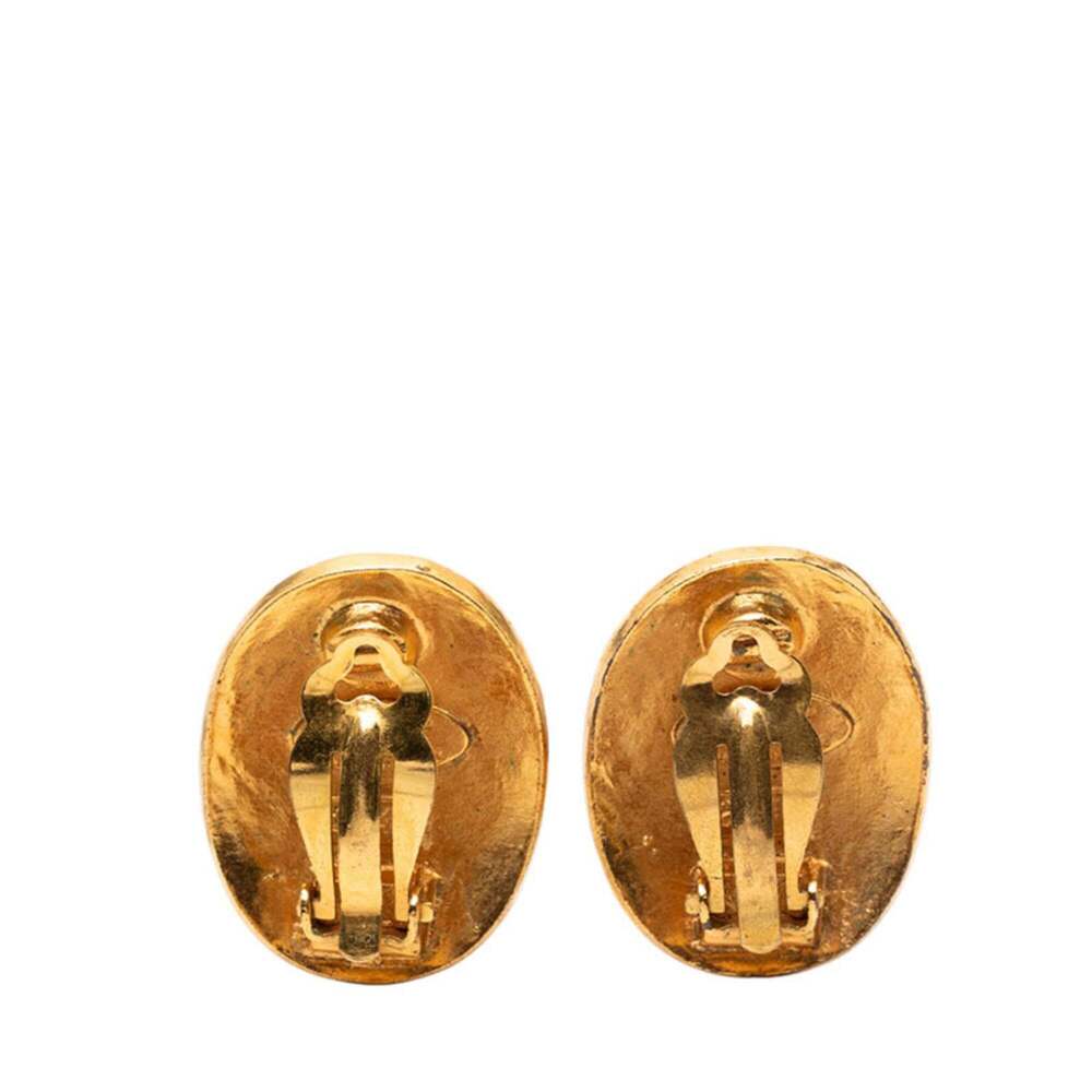 CHANEL Authentic Gold Logo Earrings - Picture 2 of 3